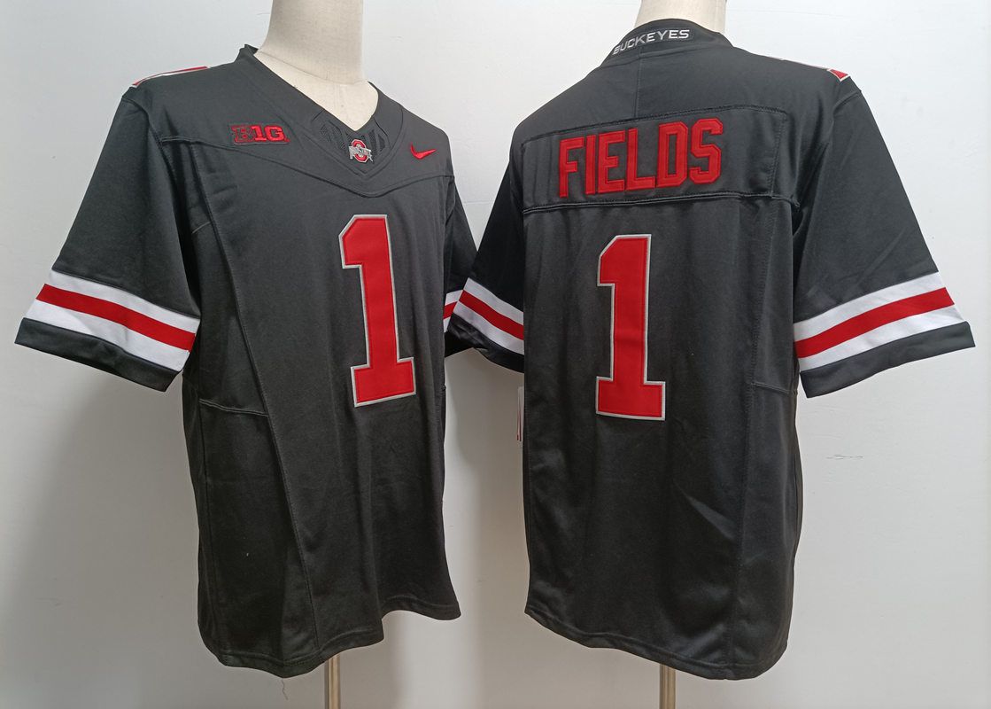 Men Ohio State Buckeyes 1 Fields Black Nike 2025 NCAA Jersey